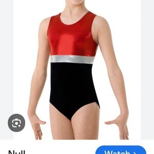 Balera girls red black and silver body suit size IC.  Velvet black bottom.